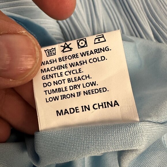 Un Tercio Womens XL Blue Textured Long Sleeve Midi Dress Polyester/Spandex Blend - Picture 7 of 11